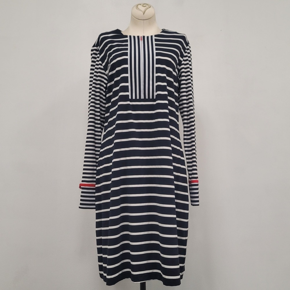 Ibkul Womens UPF Dress Size L Striped Long‎ Sleeve Nylon Stretch Outdoor Beach